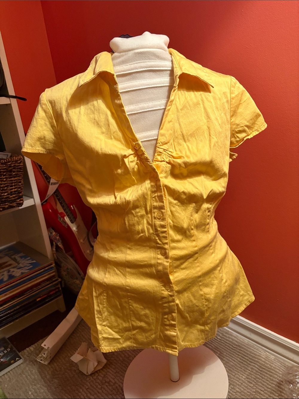 Yellow short sleeved button down